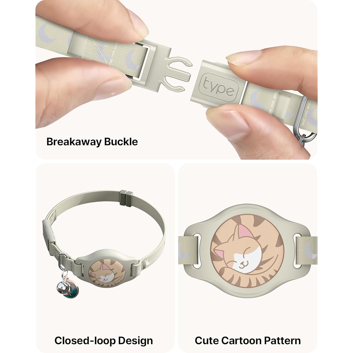 Breakaway Cat Collar with Apple AirTag Holder - Waterproof GPS Tracker, Luminous & Reflective Safety Design, Adjustable 8-12\