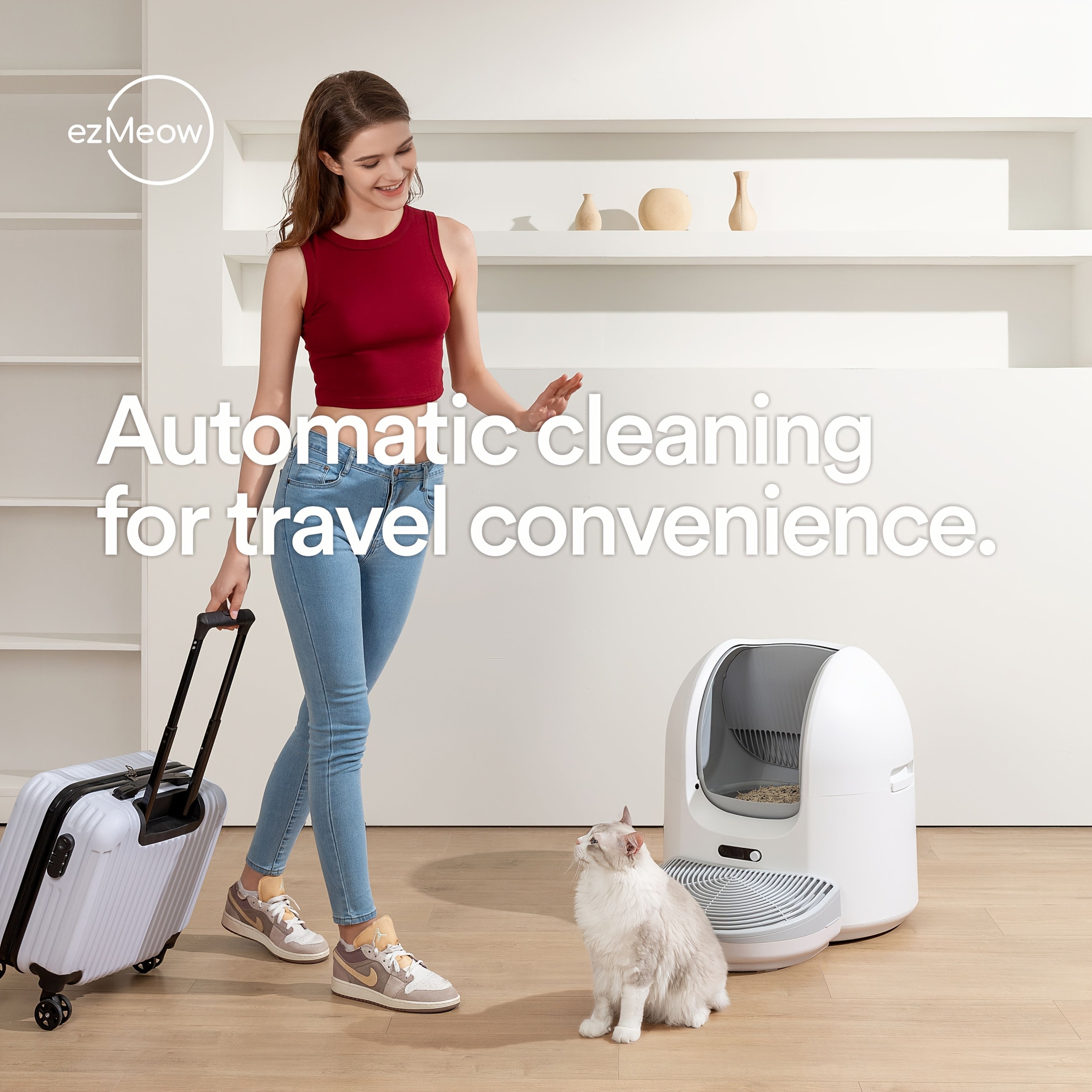 Automatic Cleaning Cat Litter Box, Smart Cat Litter Box, Electric Cat Litter Box. Includes Cat Litter Mat And Garbage Bag, Gravity Sensor for Cat Safety, Suitable for 1-2 Cats, Mobile Phone Control, Deodorizing And Cleaning, Easy to Clean