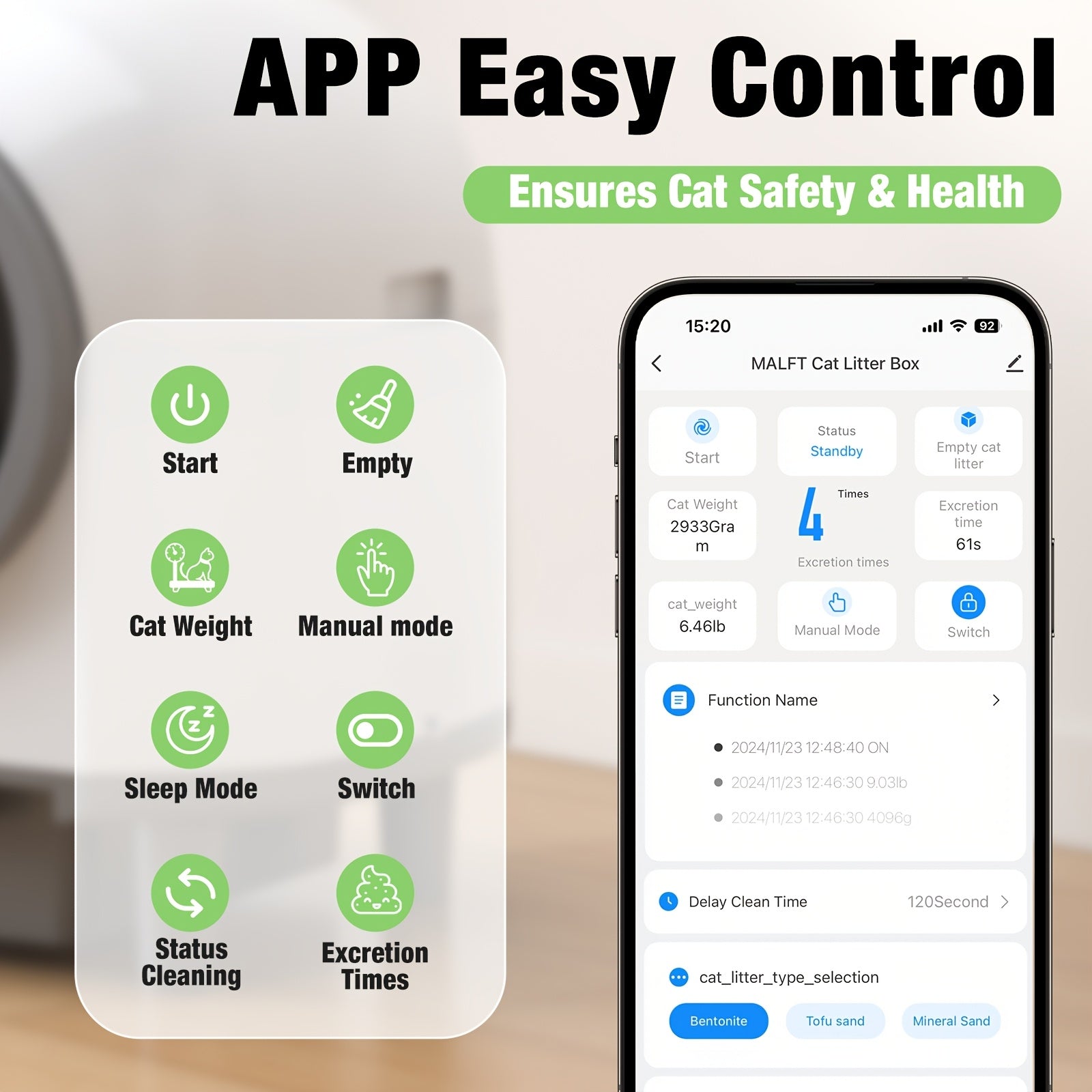 Self Cleaning Cat Litter Box Extra Large Automatic Litter Box For Multiple Cats With Mat - Odor-Free Waste Disposal Litter Robot With App Control Ambient Light, Without Battery