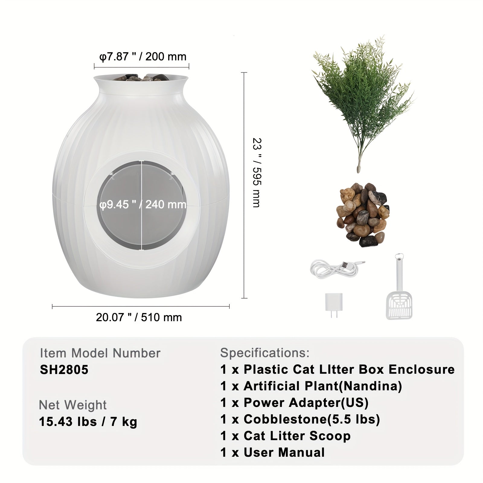 Happybuy Plant Cat Litter Box, Smart Odor Control System, Hidden Cat Litter Box With 9.48 In Large Entrance, Lighting Decoration & Sturdy ABS Material, Fit For Living Room\u002FCorner\u002FOutdoor Pool\u002FPatio