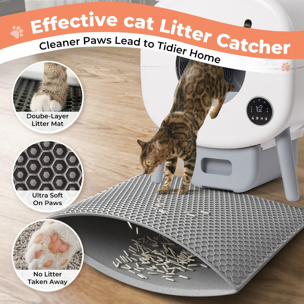 Self-Cleaning Cat Litter Box - Extra Large Automatic Litter Box for Multiple Cats with Mat - Odorless Waste Disposal Cat Litter Robot with App Control and Ambient Lights, Self Cleaning Litter Boxes for Cats, Pet Hygiene Solution, Smart Pet Product