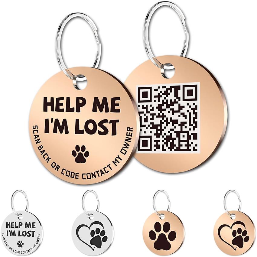MYLUCKYTAG Stainless Steel QR Code Cat Tags - Online Profile, Scan QR for Instant Pet Location Alerts, Dog Tag, Animal Tracking, Sleek Design, Modern Pet Accessory, Highquality Metal, Rustresistant Material, Smart Pet Collar