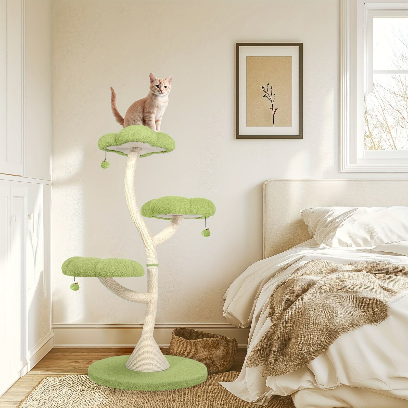 Sturdy Petal-Shaped Cat Tree Tower with Multi-Level Perches, Scratching Posts & Hanging Toys - Perfect for Cats to Climb, Play & Rest, Cat Tree Tower for Large Cats