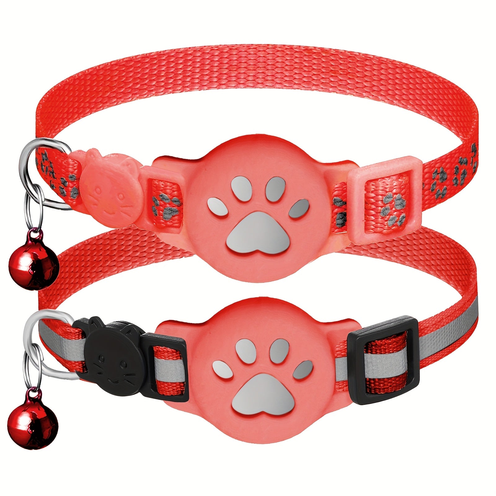 2 Pack For Airtag Cat Collar Breakaway With Bell, Reflective Kitten Collar With Airtag Holder, Adjustable 7-12In, Safety Buckle For Girl Boy Cats, Pet Supplies, Accessories, Gift, Without Battery