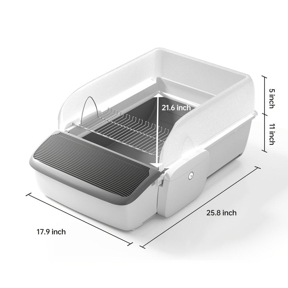 MagicScoop Self-Cleaning Litter Box, Automatic Cat Litter Box, Robot Open Top Litter Box, Scooper Free with Smart App Control, Anti-Pinch, Odor Free Waste Disposal, Spacious for Multiple Cats, Self Cleaning Litter Box for Cats, Cat Litter Box Self Cleanin