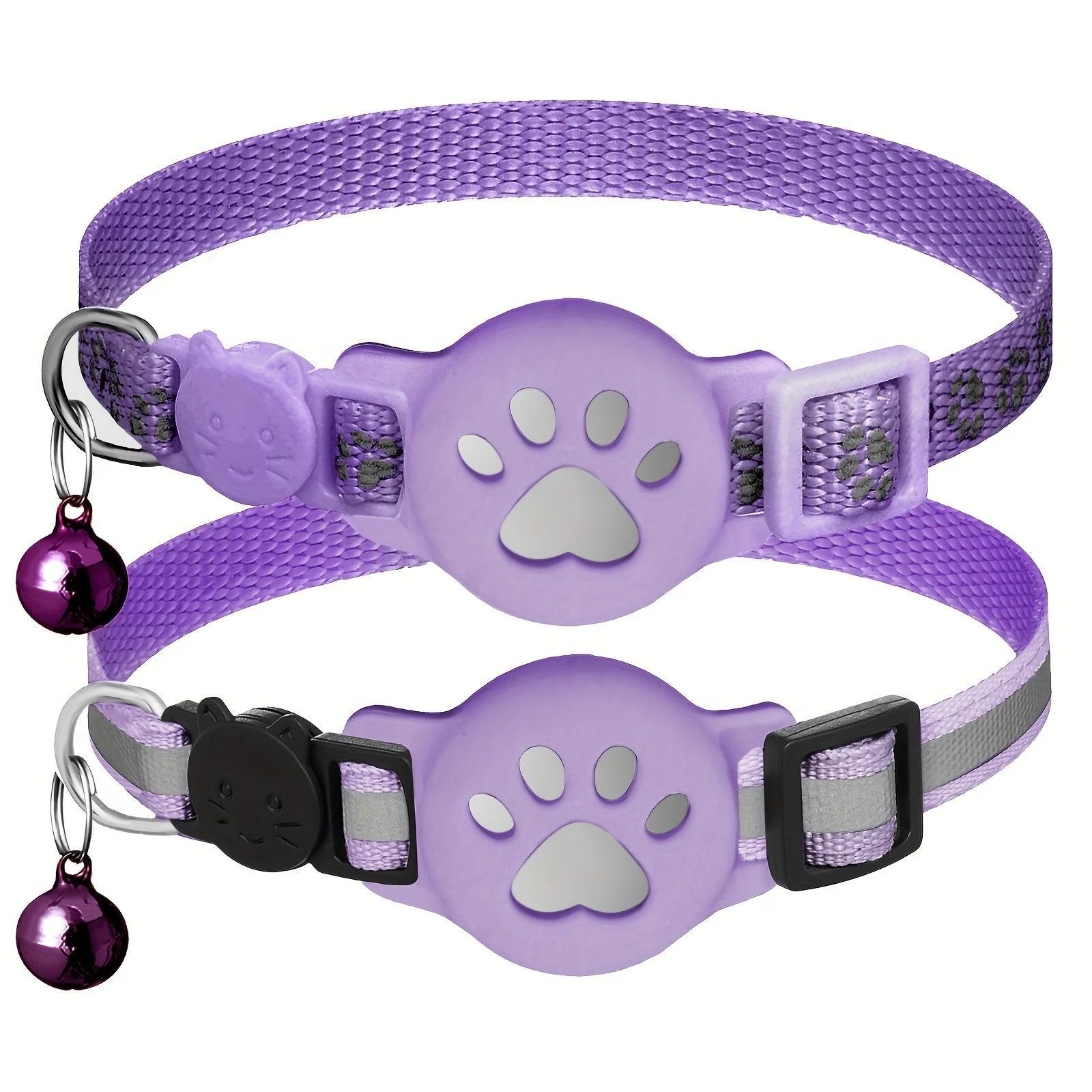 2 Pack For Airtag Cat Collar Breakaway With Bell, Reflective Kitten Collar With Airtag Holder, Adjustable 7-12In, Safety Buckle For Girl Boy Cats, Pet Supplies, Accessories, Gift, Without Battery