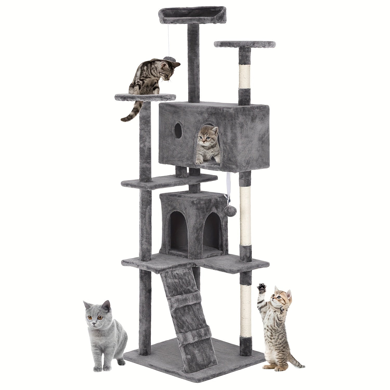 70\u002F54'' Cat Tree, Large Cat Tower Beautiful Perfect Gift for Cats, Multi-Level Furniture Activity Center with Scratching Post Stand House Apartment Fun Toy Kitten Pet Playhouse, Easy to Assemble, Gift