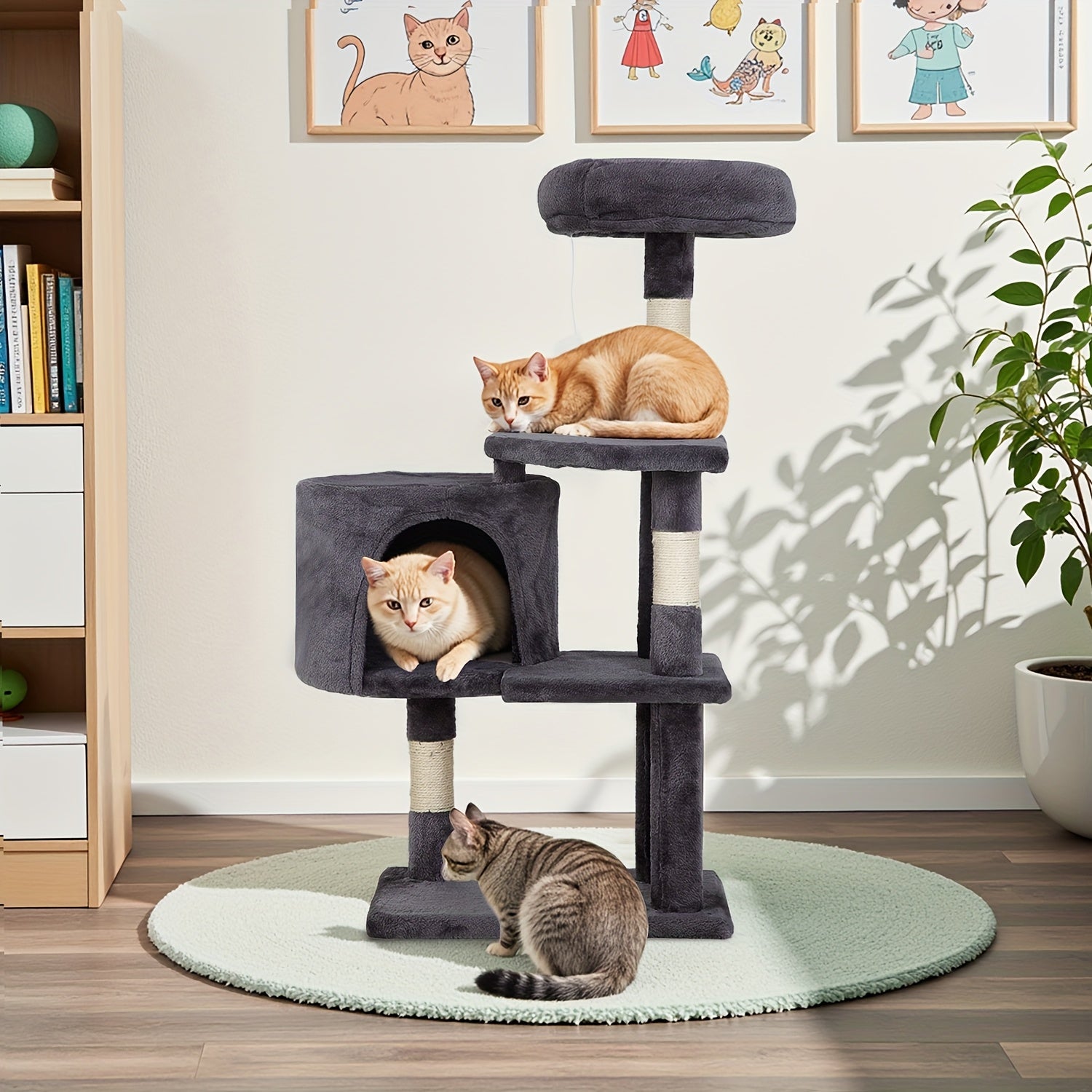 Cat Tree 36 inch Tall Scratching Toy Activity Centre Cat Tower Cat Condo Multi-Level Furniture Scratching Posts for Indoor Cats