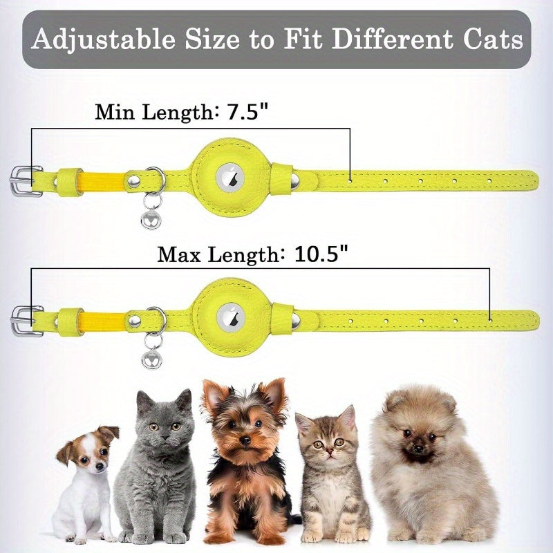 Adjustable Cat Collar with AirTag Holder - Durable, Non-Breakaway Elastic Strap, Metal Bell, Multiple Colors for Indoor\u002FOutdoor Use, Perfect for Pet Owners, Indoor Pet Collar | Stylish Pet Collar | Adjustable Pet Collar