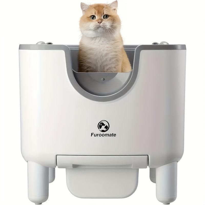1pc Furoomate Self-Cleaning Litter Box, Open-Top Automatic Cat Litter Box, Easy Maintenance, With Built-in Safety Features And Odor Control Christmas Cat Toys For Indoor Cats, Without Battery