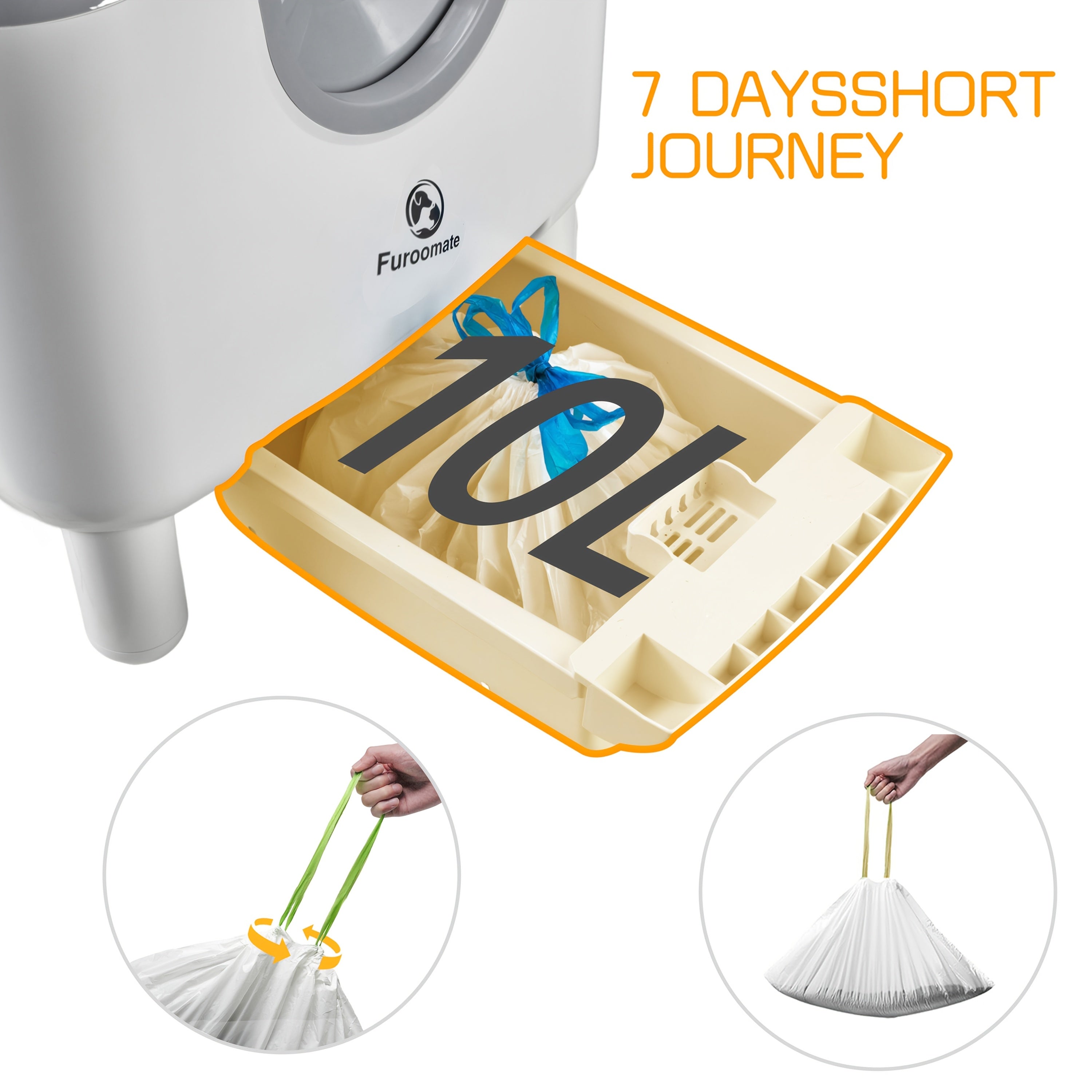 1pc Furoomate Self-Cleaning Litter Box, Open-Top Automatic Cat Litter Box, Easy Maintenance, With Built-in Safety Features And Odor Control Christmas Cat Toys For Indoor Cats, Without Battery