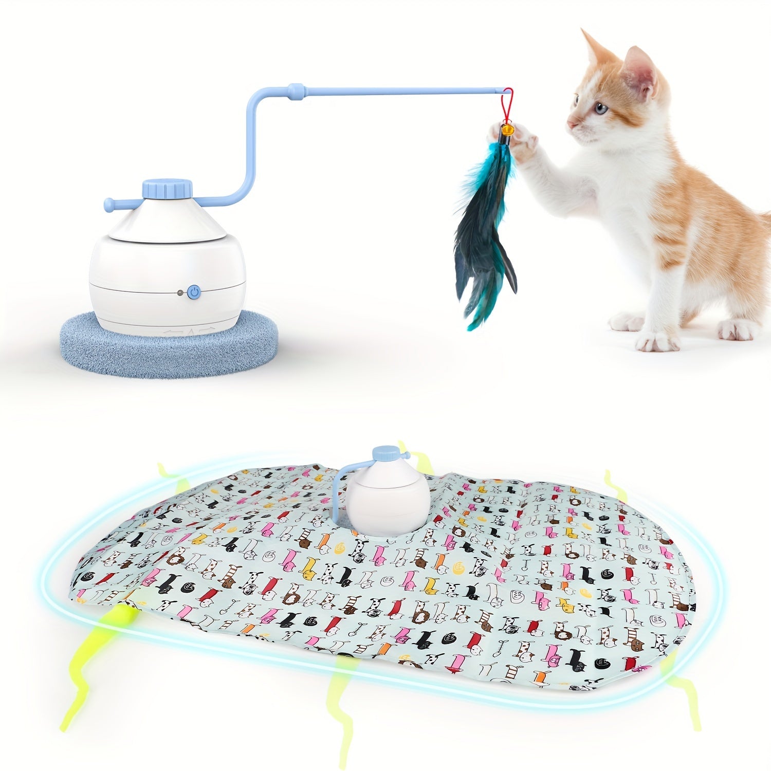 Smart Interactive Cat Toy 3-in-1 Smart Interactive Cat Toy - Random Moving Feather Balls, Shell Material, with 2 Replacing Fluttering Butterfly for Indoor Exercise