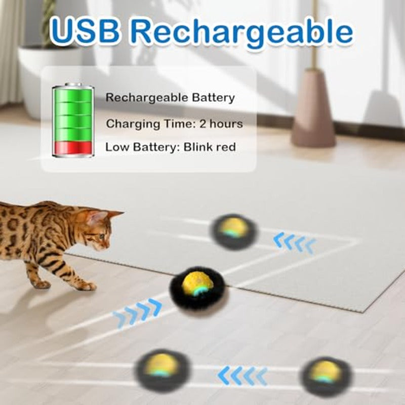 Interactive Self-Rolling Cat Toy with Motion & Real Bird Chirps\u002F Flashing - Rechargeable Automatic Moving Ball, 3 Speed Modes, Play Mat Compatible for Indoor\u002FOutdoor Play - Smart Robot-like Pet Game for Kittens & Cats