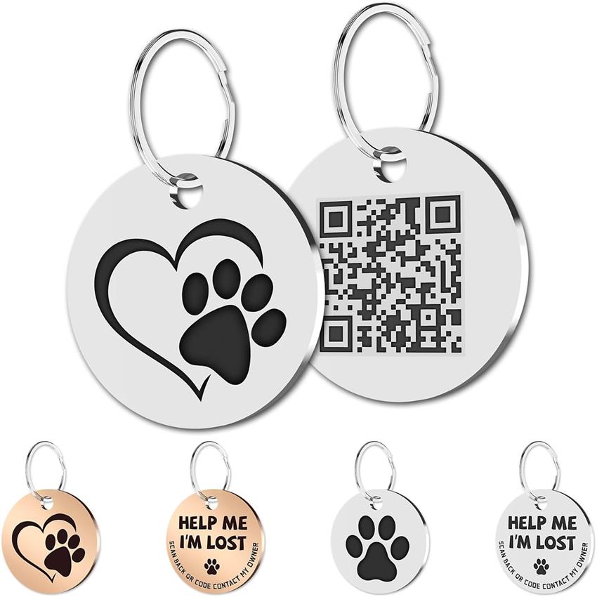 MYLUCKYTAG Stainless Steel QR Code Cat Tags - Online Profile, Scan QR for Instant Pet Location Alerts, Dog Tag, Animal Tracking, Sleek Design, Modern Pet Accessory, Highquality Metal, Rustresistant Material, Smart Pet Collar