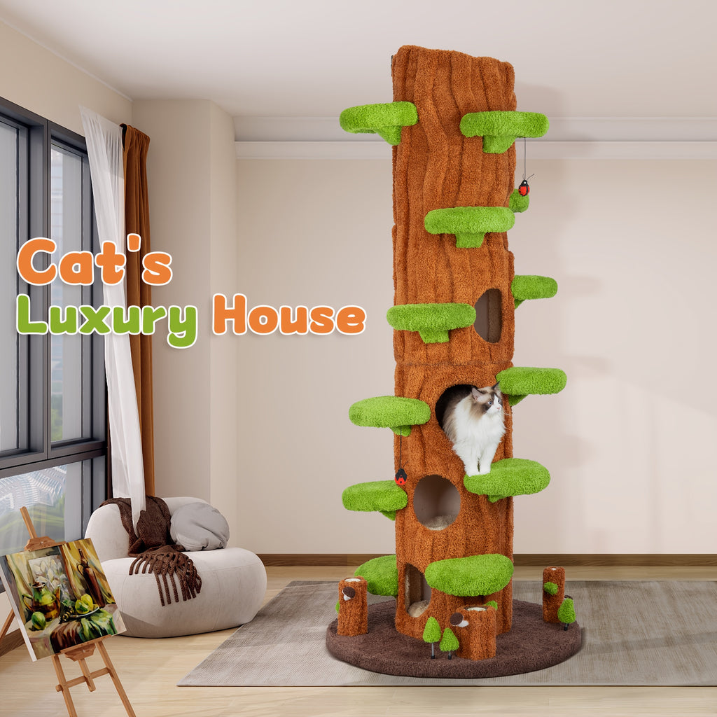 Oversized Luxury Cat Tree Tower for Multi-Cat Households - Tall Sturdy Design with Plush Platforms, Scratching Boards, Cat Condo & Top Perch - Durable Upholstered Cat Furniture for All Sizes