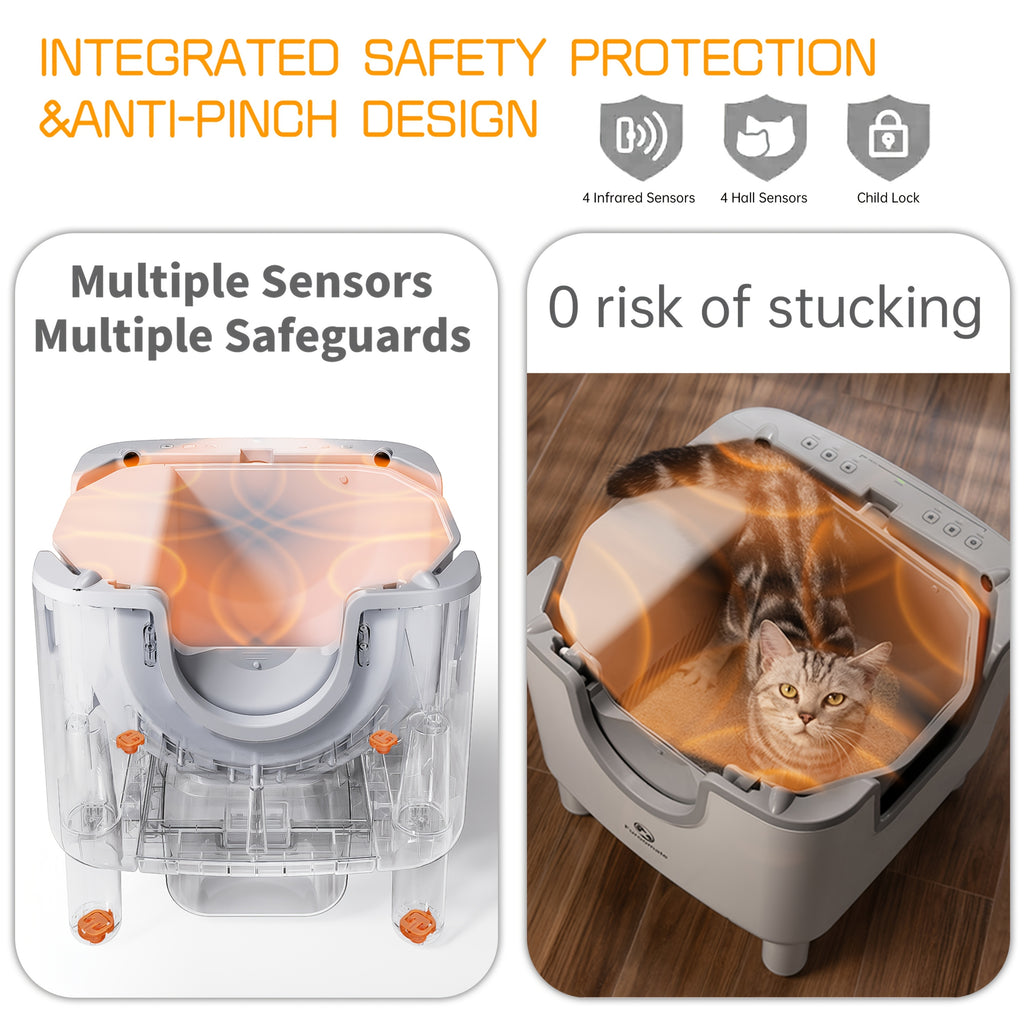 1pc Furoomate Self-Cleaning Litter Box, Open-Top Automatic Cat Litter Box, Easy Maintenance, With Built-in Safety Features And Odor Control Christmas Cat Toys For Indoor Cats, Without Battery