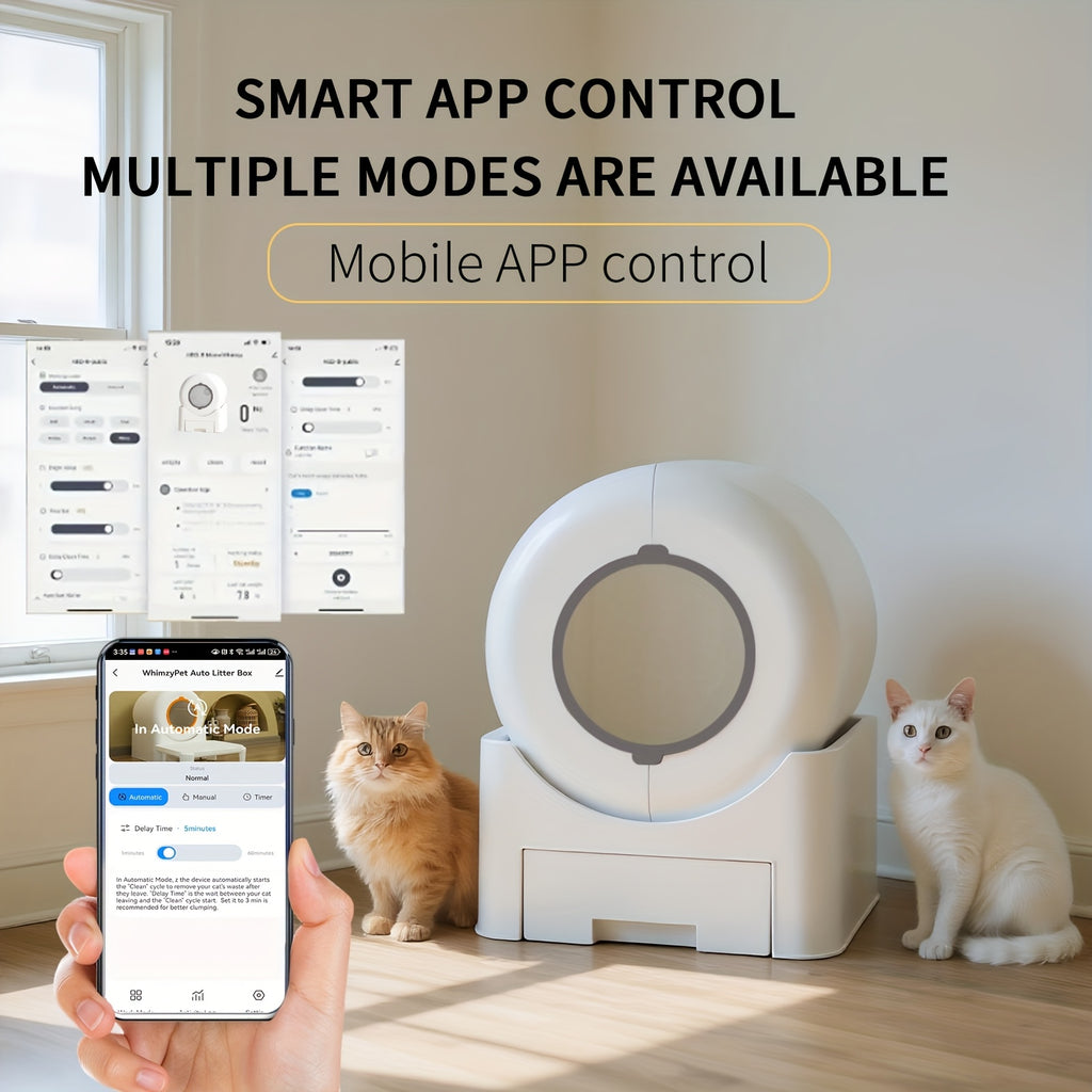 Smart Self-Cleaning Litter Box Pro 71L XL Capacity - APP\u002FWiFi Control, Odorless, Anti-Pinch Safety, Quiet, All Cat Litters Compatible, Includes Waste Bags and Mat, Suitable for Multi-Cat Homes, Quiet Pet Care, Sleek Pet Accessory, Highquality Build,