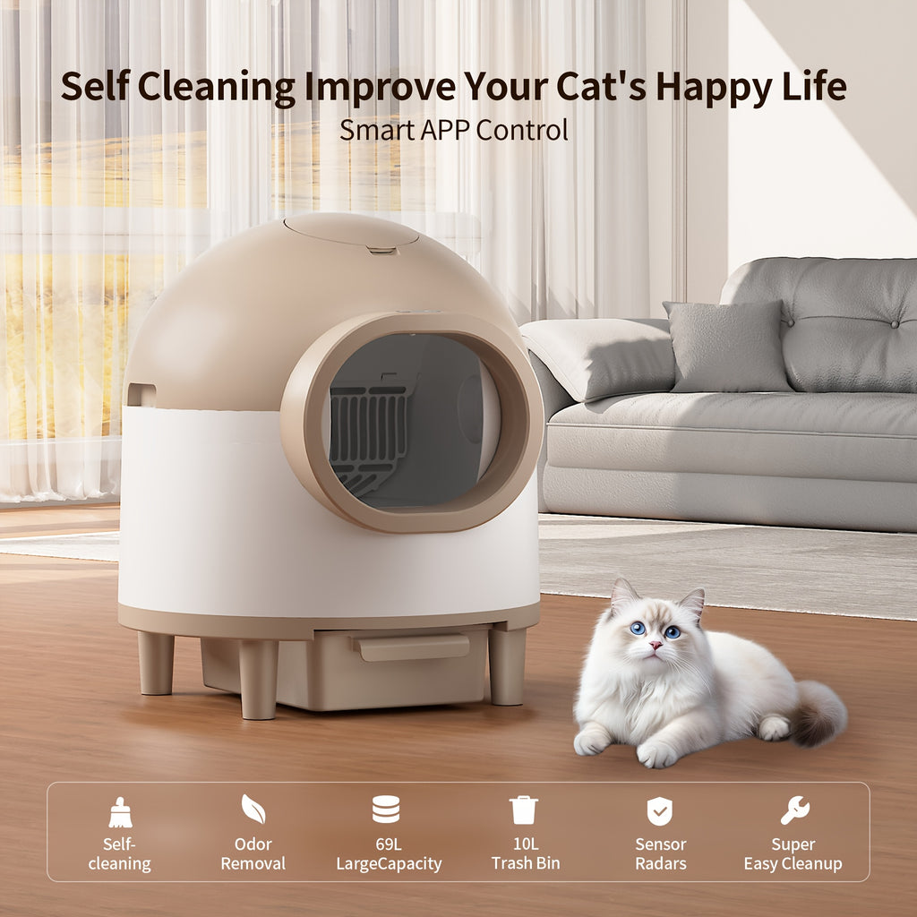 Self Cleaning Litter Box, Automatic Cat Litter Box Self Cleaning with Air Duct & Mat & Liner, 21.13gal Self Cleaning Cat Litter Box Support 2.4G\u002F5G, Anti-Pinch\u002FHealth Monitoring\u002FOdor-Removal, Self Clean Cat Litter Box, Automatic Cat Litter