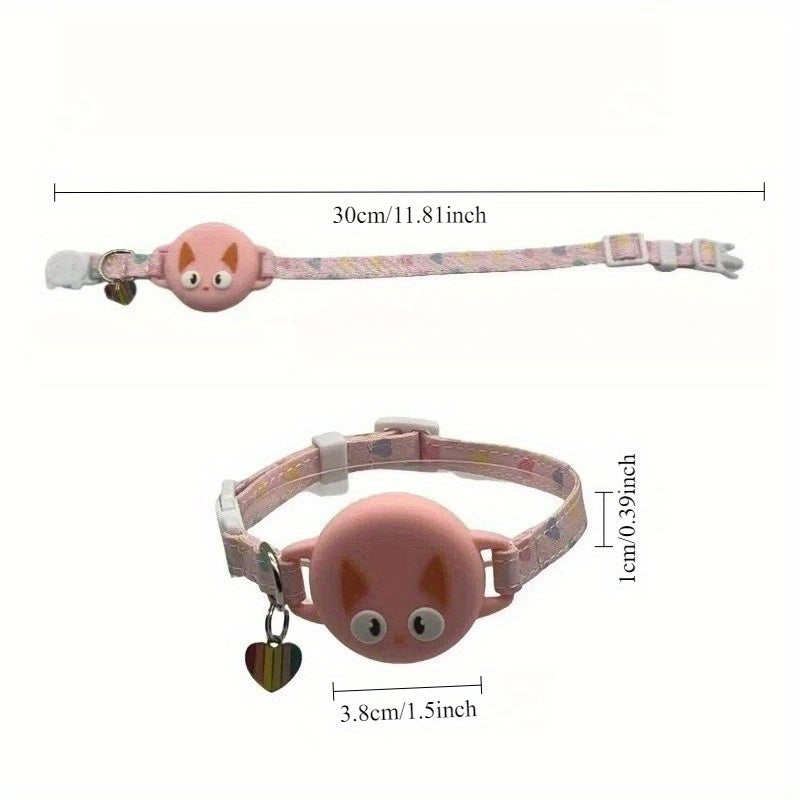 1pc Cat AirTag Collar with Protective Cover - Anti-Suffocation Luminous Anti-Lost GPS Tracker, Real-Time Location Monitoring, Compatible with iPhone App & AirTag for Indoor\u002FOutdoor Pet Safety, Feline-Friendly Design (Synthetic -like Material)