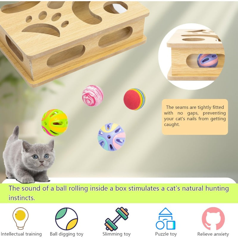 Interactive Wooden Cat Puzzle Toy Box Indoor Hunting Play Toy to Stimulate Your Cat s Energy and Instincts Burlywood, Hunting Simulation Toy, Interactive Pet Toy, Engaging Cat Accessory, Sturdy Puzzle Design, Treat Dispensing Toy, Pet Lovers