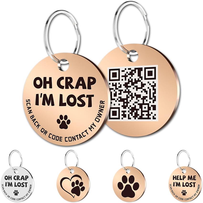 MYLUCKYTAG Stainless Steel QR Code Cat Tags - Online Profile, Scan QR for Instant Pet Location Alerts, Dog Tag, Animal Tracking, Sleek Design, Modern Pet Accessory, Highquality Metal, Rustresistant Material, Smart Pet Collar