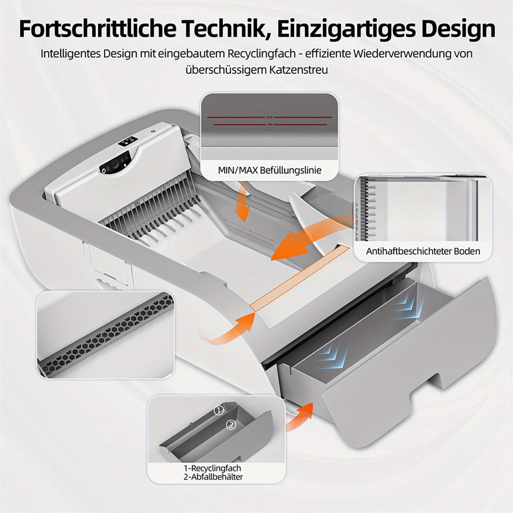 Smart Automatic Self-Cleaning Cat Litter Box with Wide Opening & App\u002F Control - Low-Maintenance Hands-Free Operation, Compatible with Clumping Litter, USA Plug (110V), Automatic Lid & Waste Disposal System for Large\u002F Cats