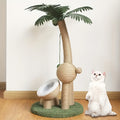 Tropical Palm Tree Cat Tower with Cozy Coconut Fiber Cat House, Sisal Rope Scratching Post & Hanging Toys - Ideal Activity Center for Indoor Cats