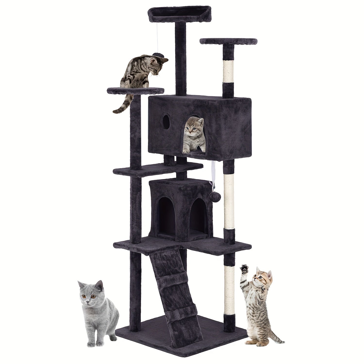 70\u002F54'' Cat Tree, Large Cat Tower Beautiful Perfect Gift for Cats, Multi-Level Furniture Activity Center with Scratching Post Stand House Apartment Fun Toy Kitten Pet Playhouse, Easy to Assemble, Gift