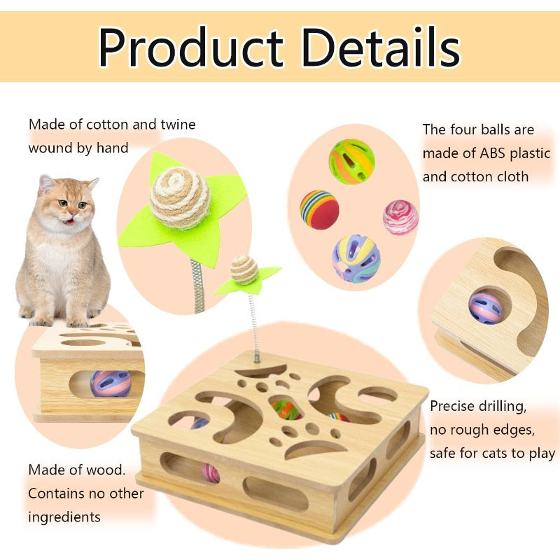 Interactive Wooden Cat Puzzle Toy Box Indoor Hunting Play Toy to Stimulate Your Cat s Energy and Instincts Burlywood, Hunting Simulation Toy, Interactive Pet Toy, Engaging Cat Accessory, Sturdy Puzzle Design, Treat Dispensing Toy, Pet Lovers
