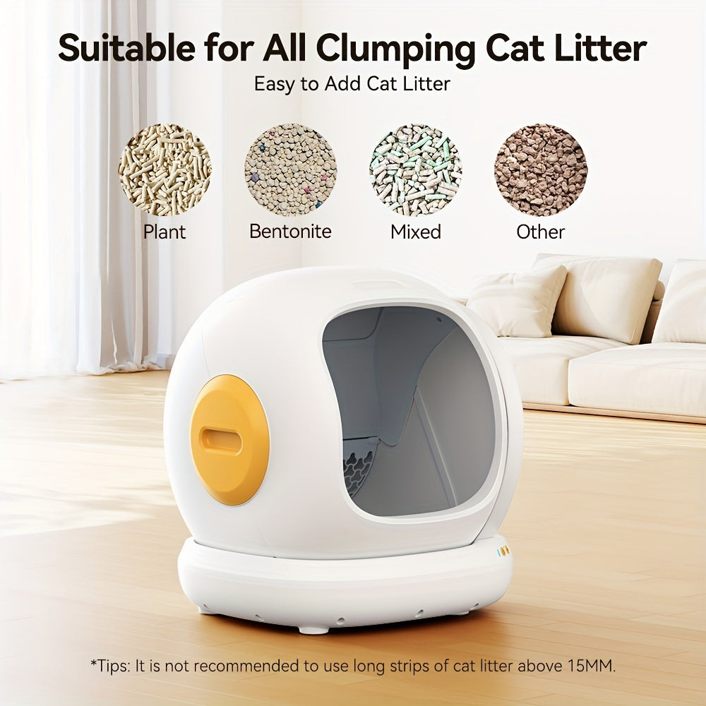 Self Cleaning Litter Box, Automatic Cat Litter Box Self Cleaning For Multiple Cats, Odor Removal Anti Pinch Kitty Litter Box, APP Control Smart Litter Box With Liners Bags, Without Battery