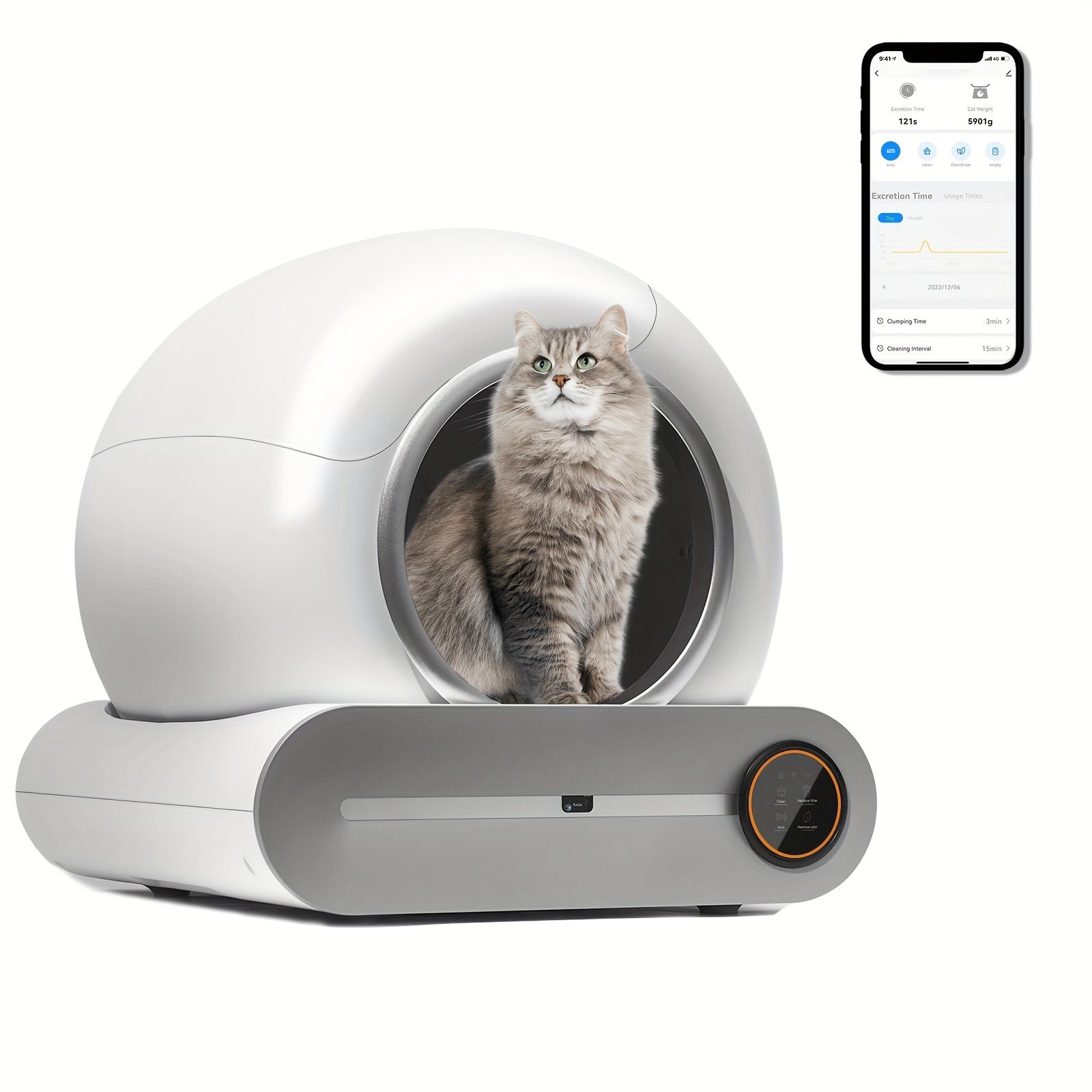 Automatic Cat Litter Box, Includes Litter Mat, Suitable For 1-3 Cats, 65l+9l Large Capacity Cleaning Robot