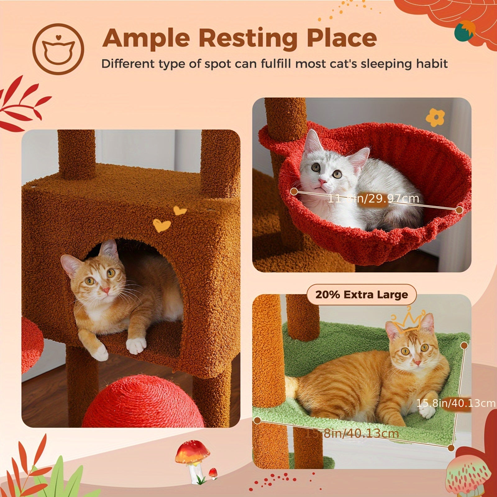 Adjustable 90.5''-100.4'' (230-252CM) Tall Cat Tree, Floor To Ceiling Cat Tree Tower With Cat Condo, Large Cat Tree For Indoor, Cat Hammock And Scratching Post, Cat Climbing Tree For Indoor Large Cats, Replacement Ball, Green, Brown, Pink, Black