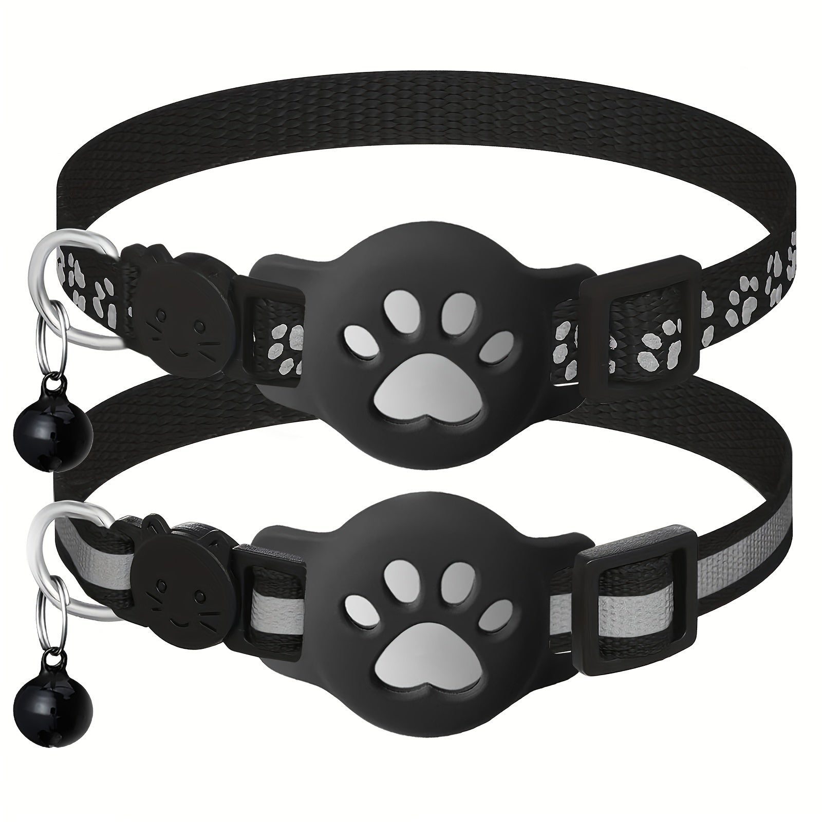 2 Pack For Airtag Cat Collar Breakaway With Bell, Reflective Kitten Collar With Airtag Holder, Adjustable 7-12In, Safety Buckle For Girl Boy Cats, Pet Supplies, Accessories, Gift, Without Battery