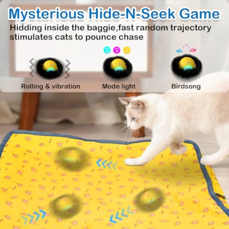 Interactive Self-Rolling Cat Toy with Motion & Real Bird Chirps\u002F Flashing - Rechargeable Automatic Moving Ball, 3 Speed Modes, Play Mat Compatible for Indoor\u002FOutdoor Play - Smart Robot-like Pet Game for Kittens & Cats