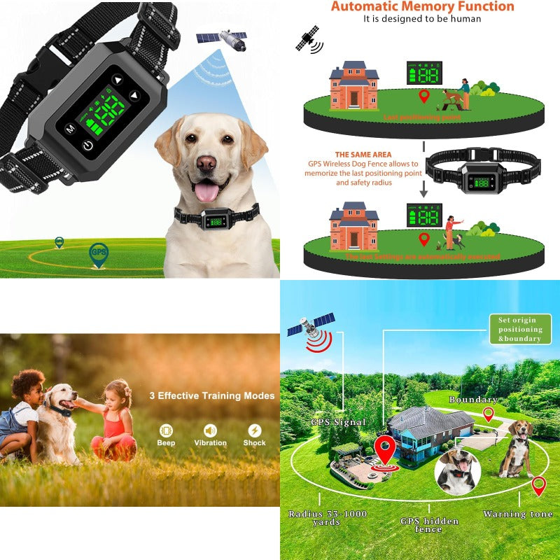 GPS Wirel Dog Fence SystemGPS Outdoor Wirel Dog Fence Radius 30999 Yards 20110 Pounds Adjustable Rechargeable LongLasting Battery Static Shock + Vibration