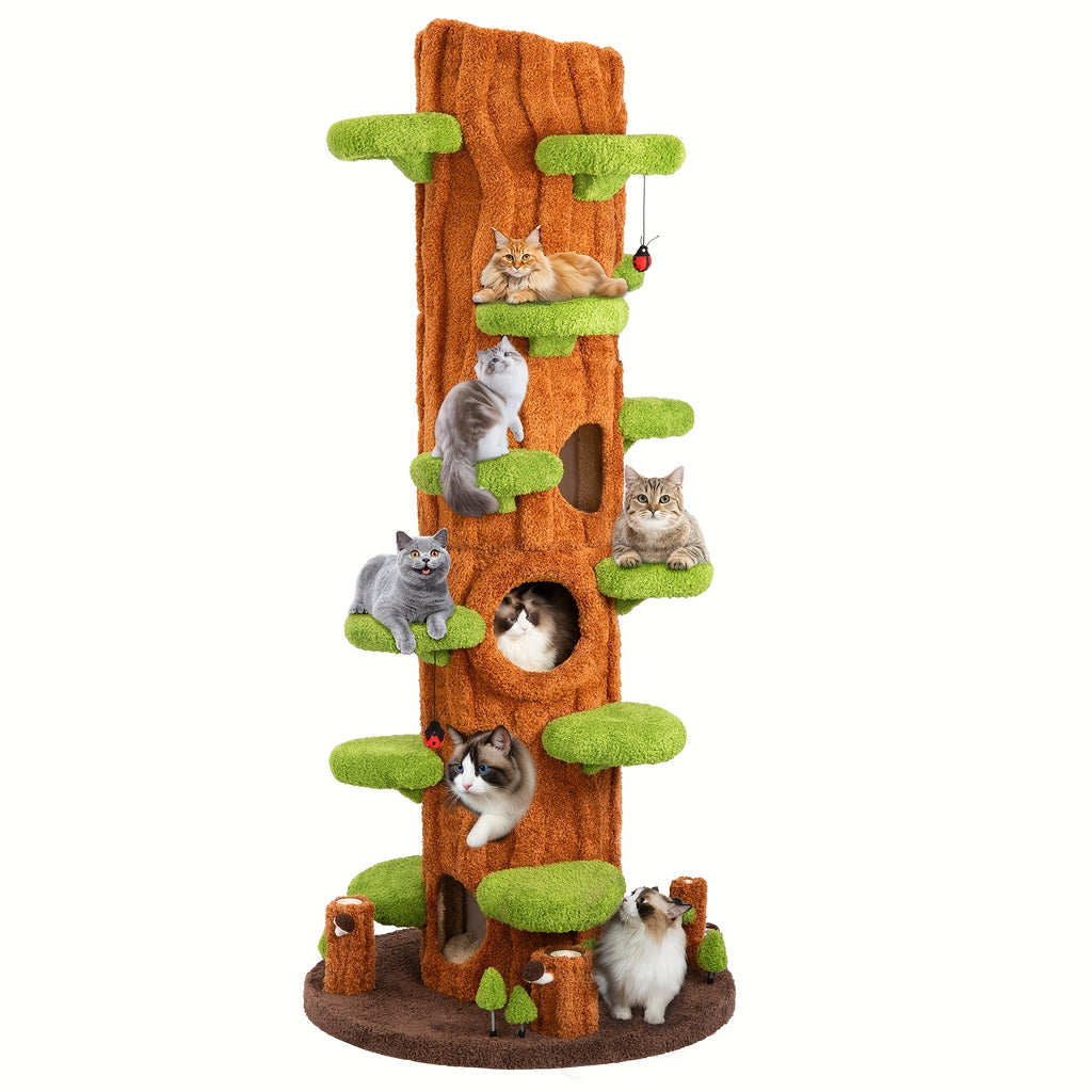 Oversized Luxury Cat Tree Tower for Multi-Cat Households - Tall Sturdy Design with Plush Platforms, Scratching Boards, Cat Condo & Top Perch - Durable Upholstered Cat Furniture for All Sizes