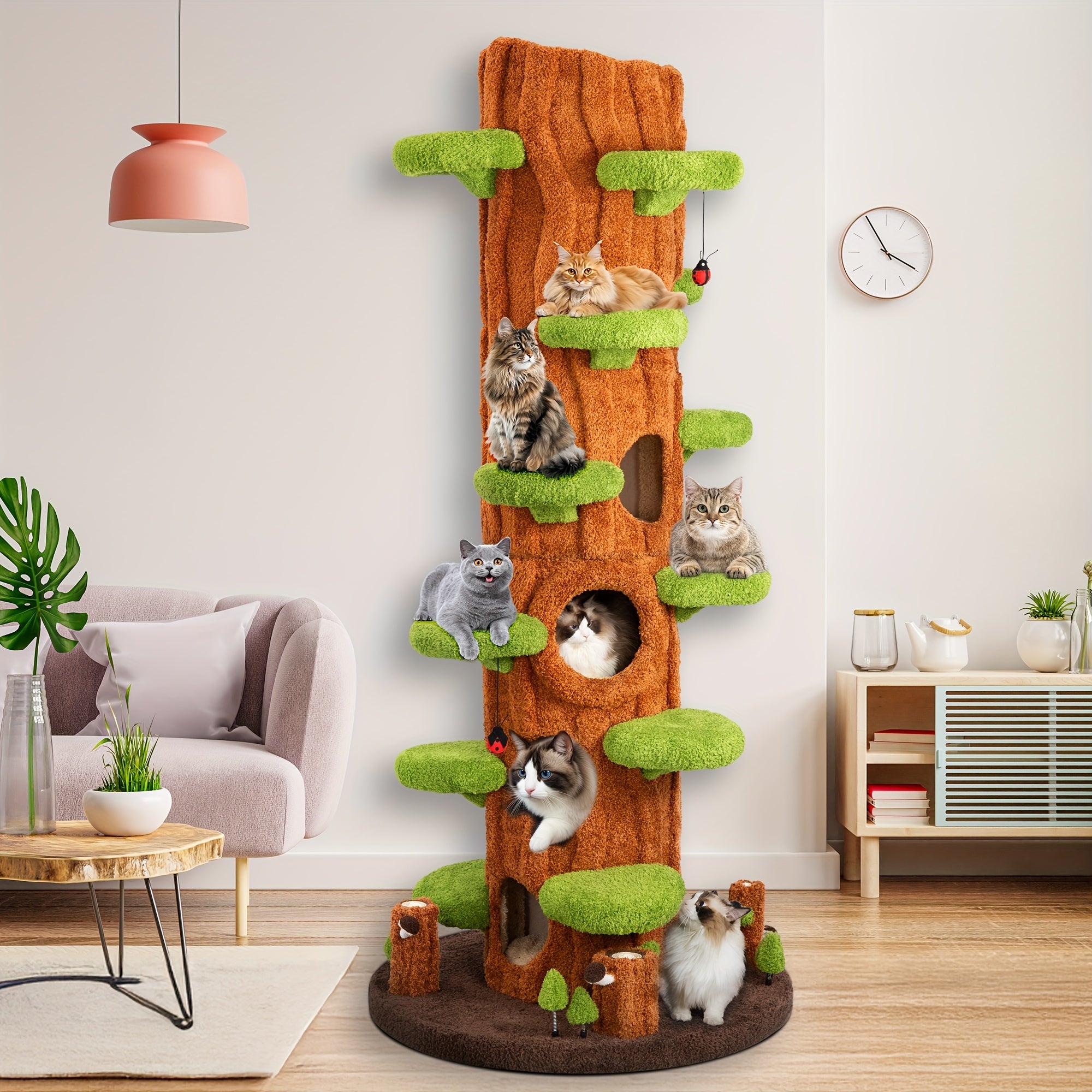 Oversized Luxury Cat Tree Tower for Multi-Cat Households - Tall Sturdy Design with Plush Platforms, Scratching Boards, Cat Condo & Top Perch - Durable Upholstered Cat Furniture for All Sizes