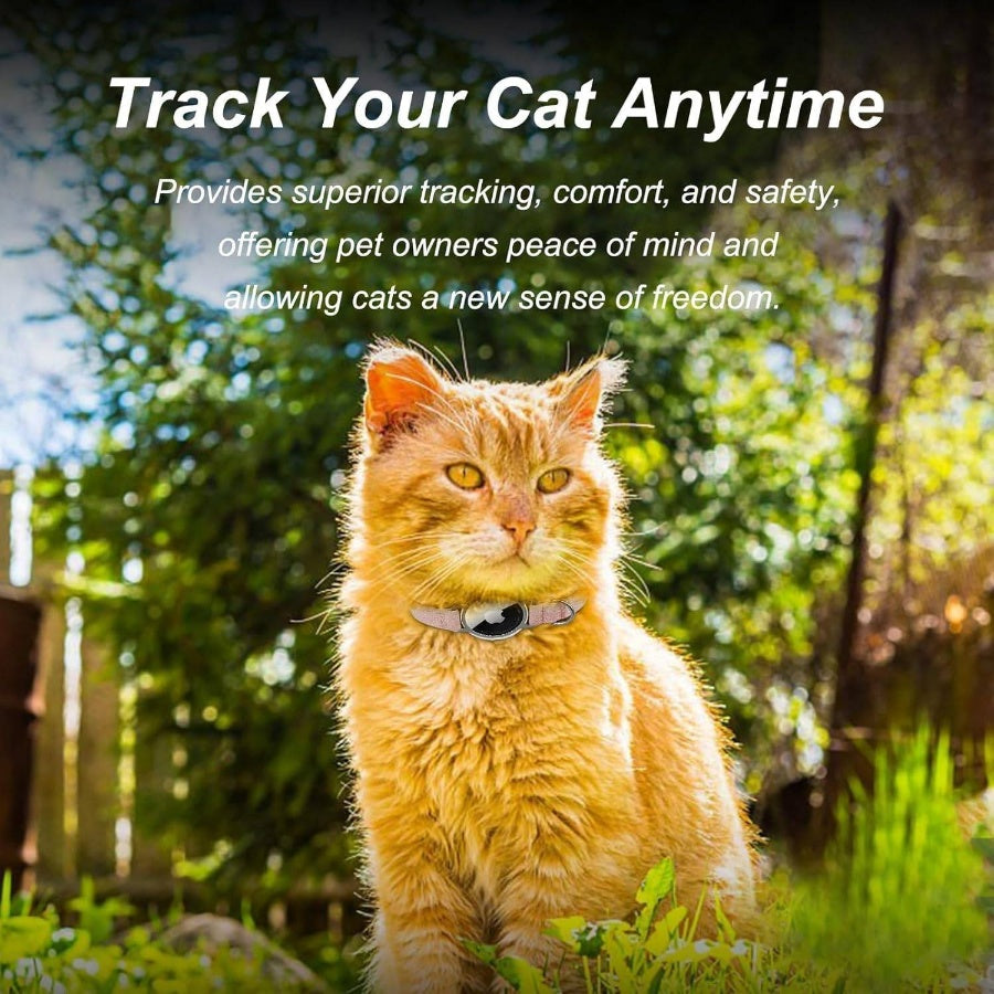 AirTag Collar, Ultra Elastic Tracker Collar with Air Holder, LightweightScratch Resistant Stepless Adjustable GPS Pet Collar Cats Kittens Khaki