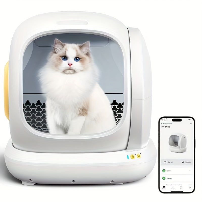 Self Cleaning Litter Box, Automatic Cat Litter Box Self Cleaning For Multiple Cats, Odor Removal Anti Pinch Kitty Litter Box, APP Control Smart Litter Box With Liners Bags, Without Battery