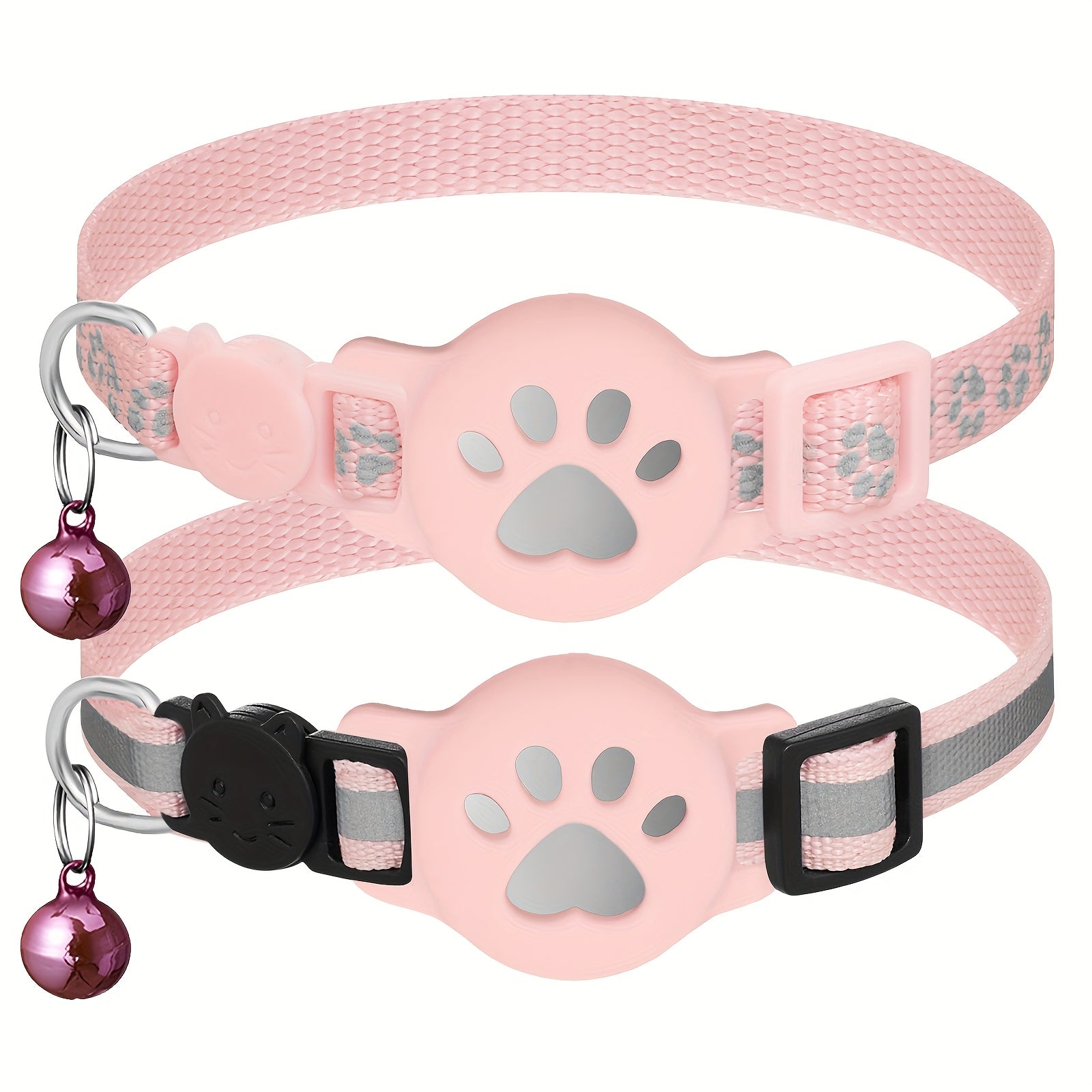 2 Pack For Airtag Cat Collar Breakaway With Bell, Reflective Kitten Collar With Airtag Holder, Adjustable 7-12In, Safety Buckle For Girl Boy Cats, Pet Supplies, Accessories, Gift, Without Battery