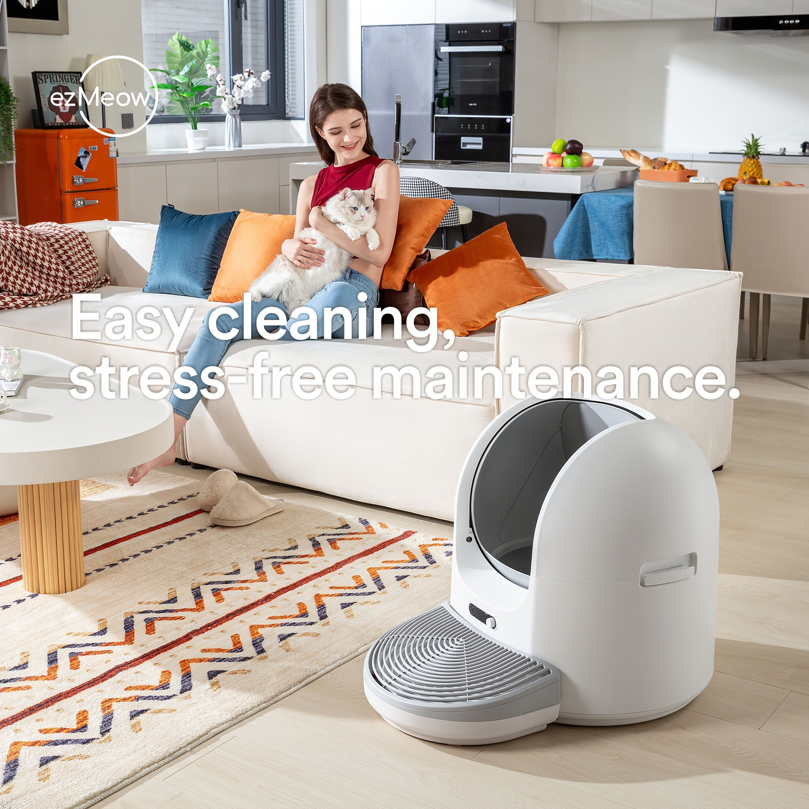 Automatic Cleaning Cat Litter Box, Smart Cat Litter Box, Electric Cat Litter Box. Includes Cat Litter Mat And Garbage Bag, Gravity Sensor for Cat Safety, Suitable for 1-2 Cats, Mobile Phone Control, Deodorizing And Cleaning, Easy to Clean