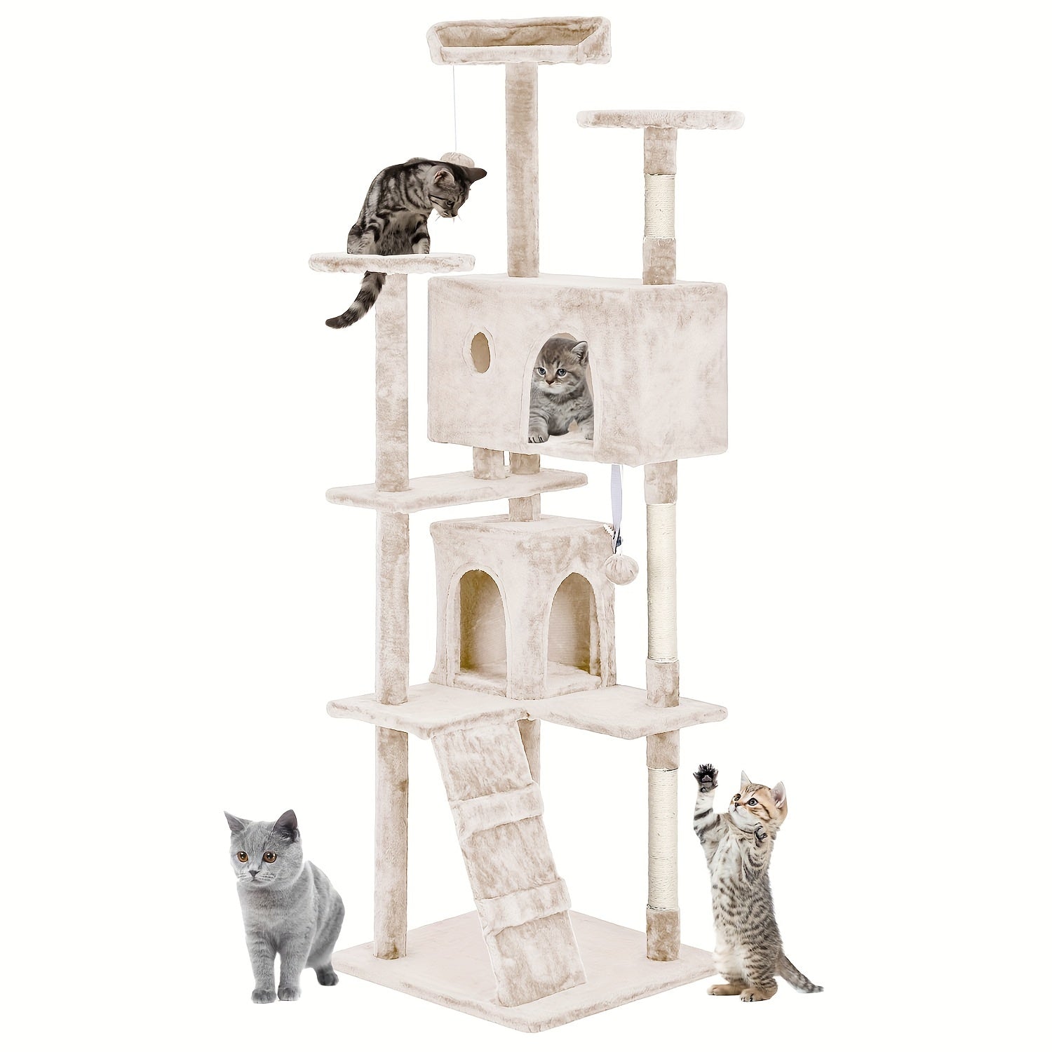 70\u002F54'' Cat Tree, Large Cat Tower Beautiful Perfect Gift for Cats, Multi-Level Furniture Activity Center with Scratching Post Stand House Apartment Fun Toy Kitten Pet Playhouse, Easy to Assemble, Gift