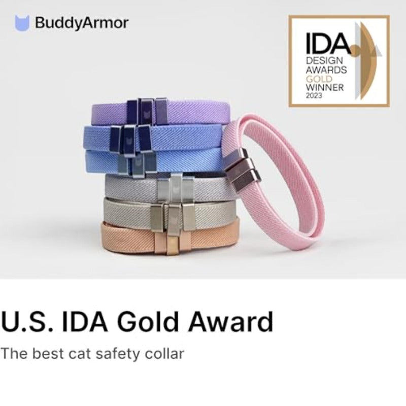 IDA Golden Award-Winning Safety Cat Collar - Quick-Release Non-Breakaway Adjustable Elastic Collar for Kittens & All Cats (5.9\