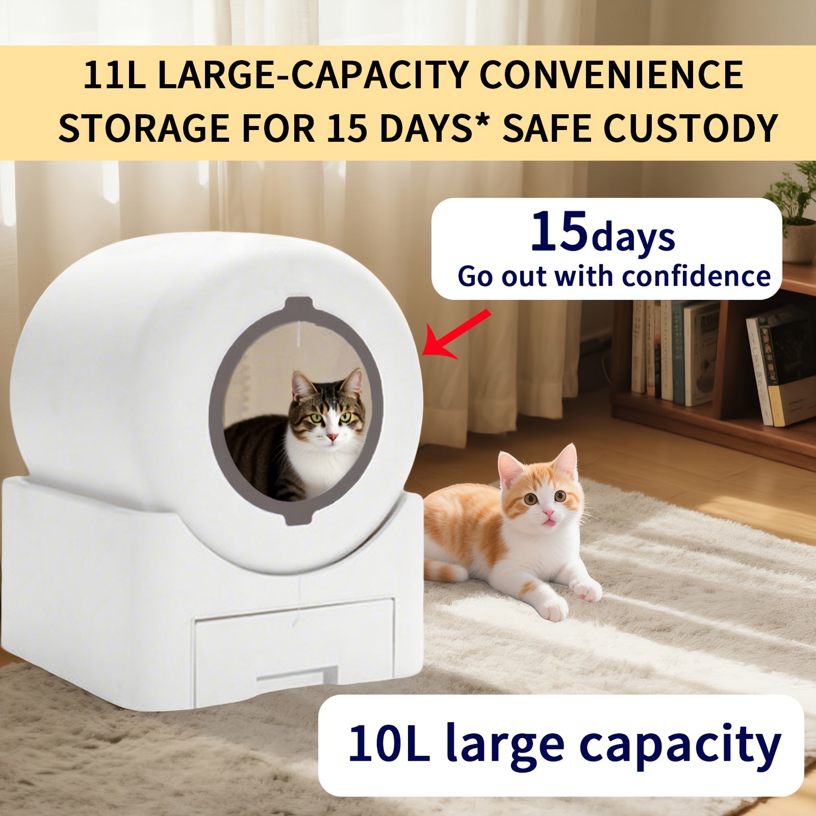 Smart Self-Cleaning Litter Box Pro 71L XL Capacity - APP\u002FWiFi Control, Odorless, Anti-Pinch Safety, Quiet, All Cat Litters Compatible, Includes Waste Bags and Mat, Suitable for Multi-Cat Homes, Quiet Pet Care, Sleek Pet Accessory, Highquality Build,