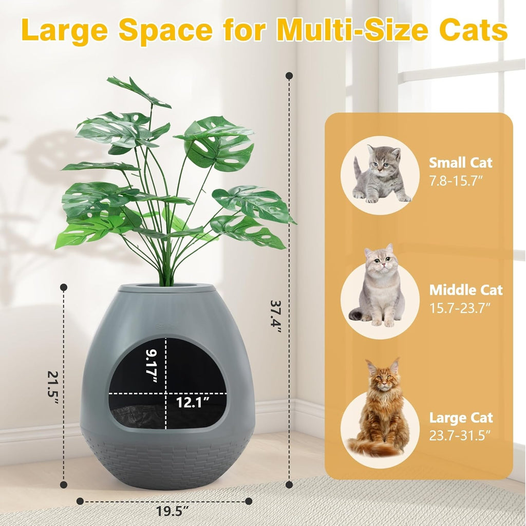 Smart Self-Cleaning Litter Box Smart Self-Cleaning Litter Box with Plant Decor | Premium Litter Box Furniture with Odor Removal System