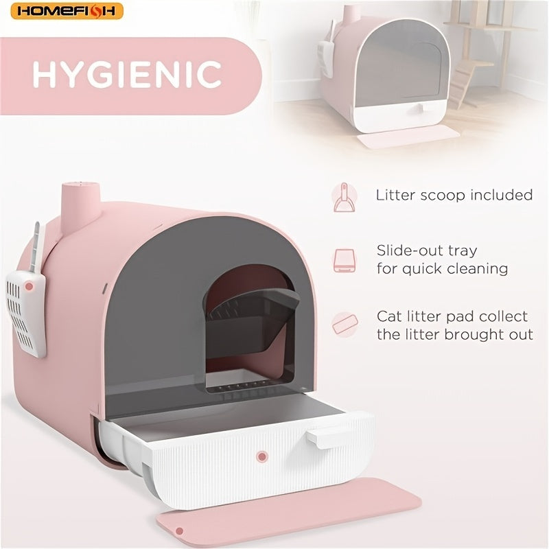 HOMEFISH Fully Enclosed Cat Litter Box\u002FCat Litter Box
