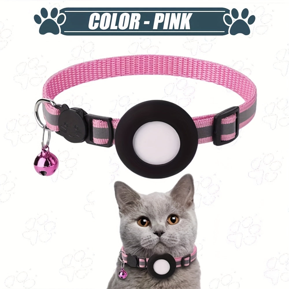AYAMAYA AirTag Cat Collar, Integrated Cat Tracker Collar With Air Tag Holder And Bell, Safety Elastic Band Cat GPS Collars For Girl Boy Cats, Kittens And Puppies
