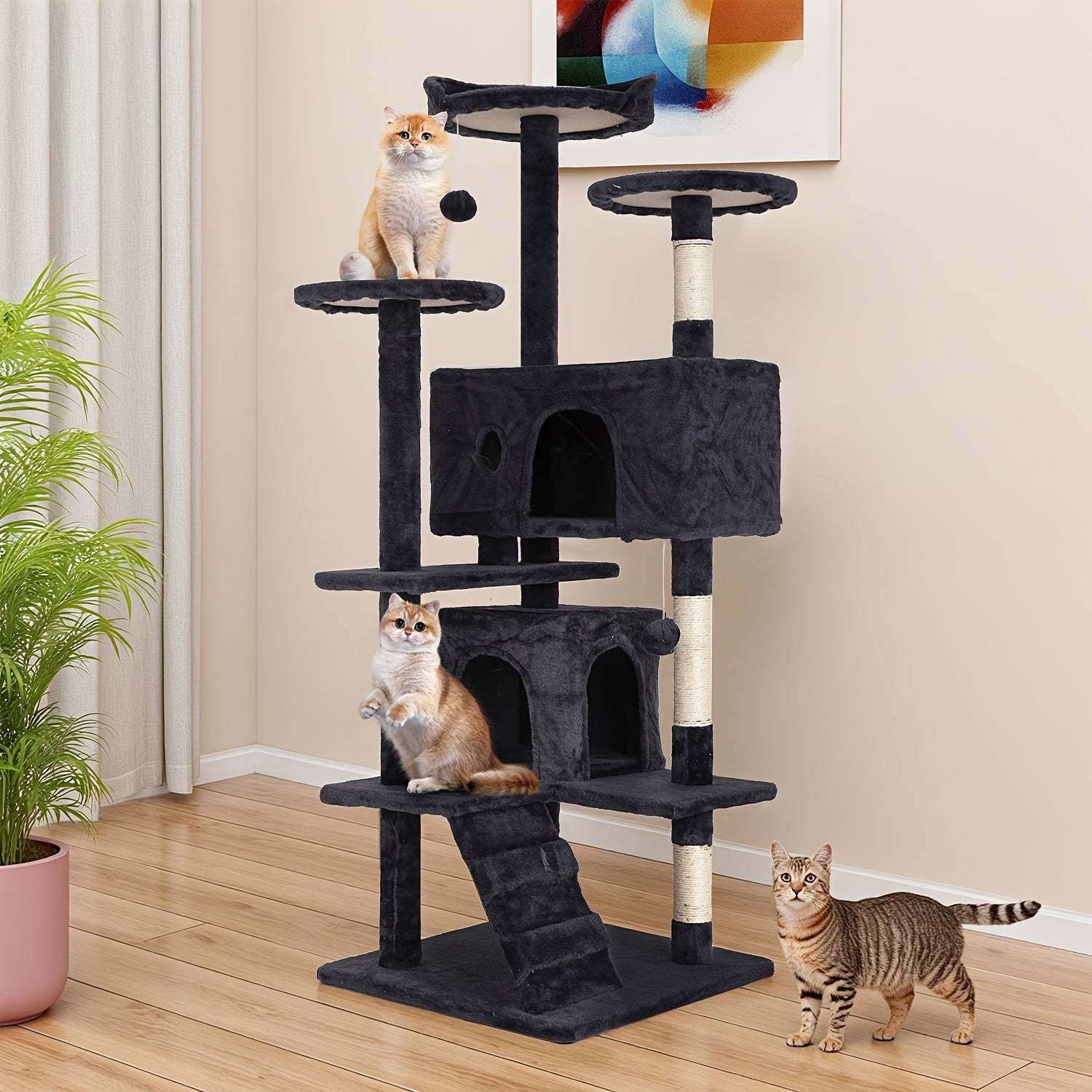 70\u002F54'' Cat Tree, Large Cat Tower Beautiful Perfect Gift for Cats, Multi-Level Furniture Activity Center with Scratching Post Stand House Apartment Fun Toy Kitten Pet Playhouse, Easy to Assemble, Gift