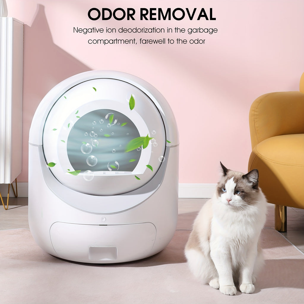 Smart Automatic Cat Litter Box Automatic Scooping And Odor Removal App Control Support 2.4G WiFi For Multiple Cats Double Odor Removal