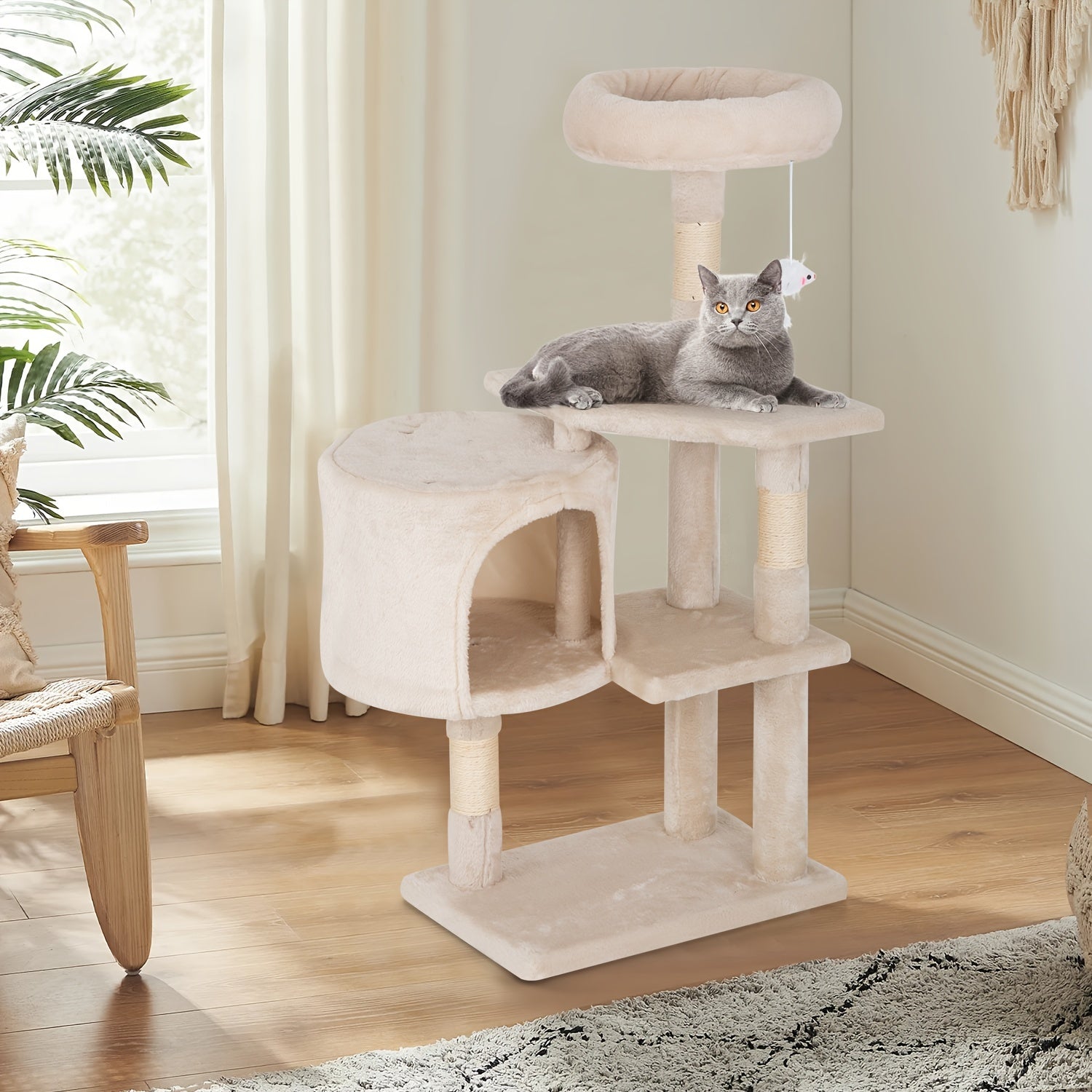 Cat Tree 36 inch Tall Scratching Toy Activity Centre Cat Tower Cat Condo Multi-Level Furniture Scratching Posts for Indoor Cats